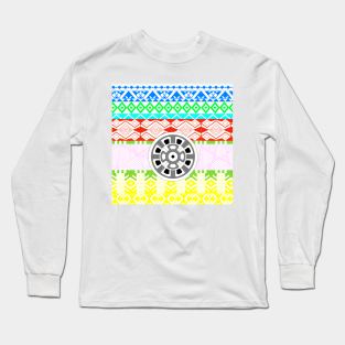 mayan pattern glitch ecopop Long Sleeve T-Shirt